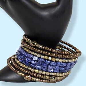 (2/$20) 9-Row Memory Wire Beaded Bracelet